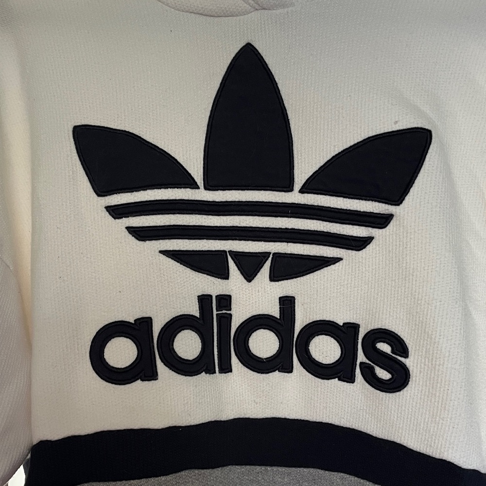 Adidas Men's White Hoodie with Black and Gray Stripes - Picture 3 of 5